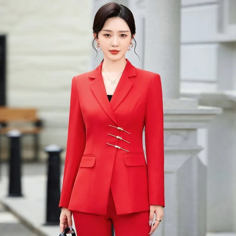 Women Formal Wear Trousers - 2025 Fashion White Red Black Blazer