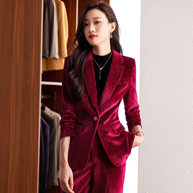 High End Women'S Formal Wear - Women's velvet blazer for autumn and