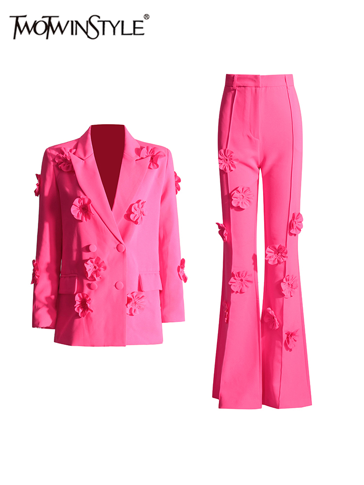 Women Formal Wear Trousers - TWOTWINSTYLE Spliced Appliques Elegant Set For