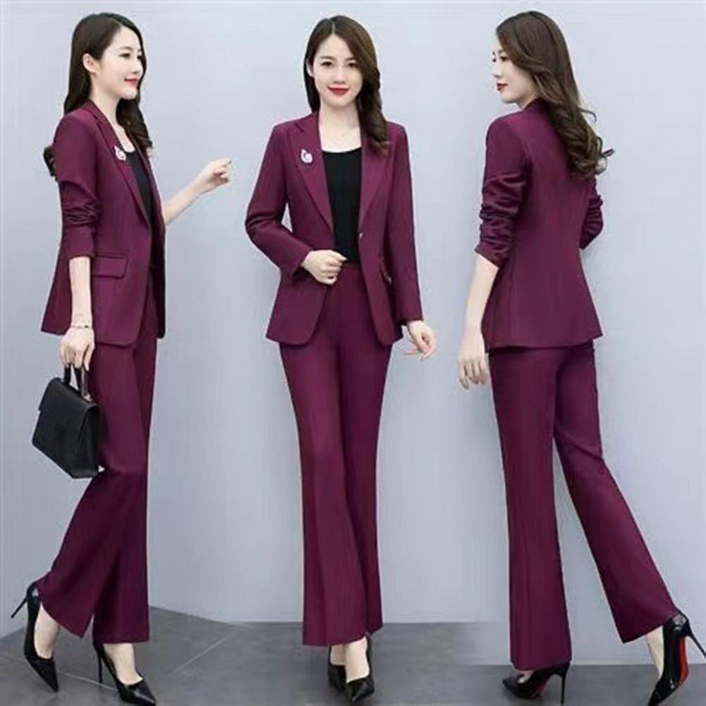Women Formal Wear Trousers - 2 Pcs/Set Lady Formal Coat Pants