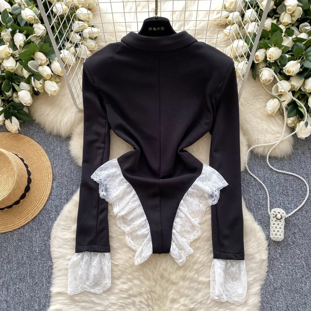 Hotsweet Turn-down Collar Eleg - Women'S Formal Wear Jumpsuit ulasan dan harga