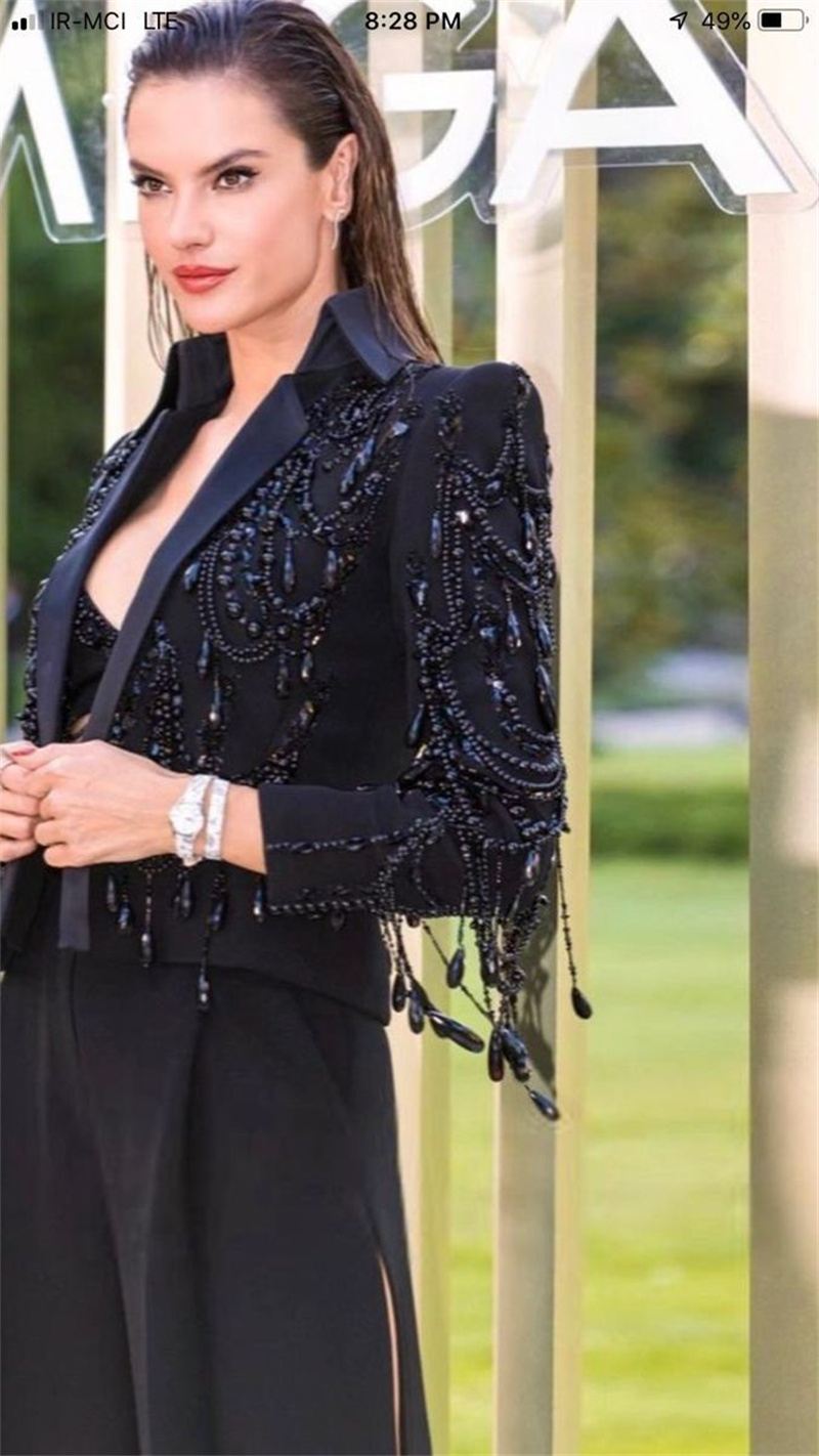 Black Crystals Women Suits Set - Women Formal Wear Trousers ulasan dan harga