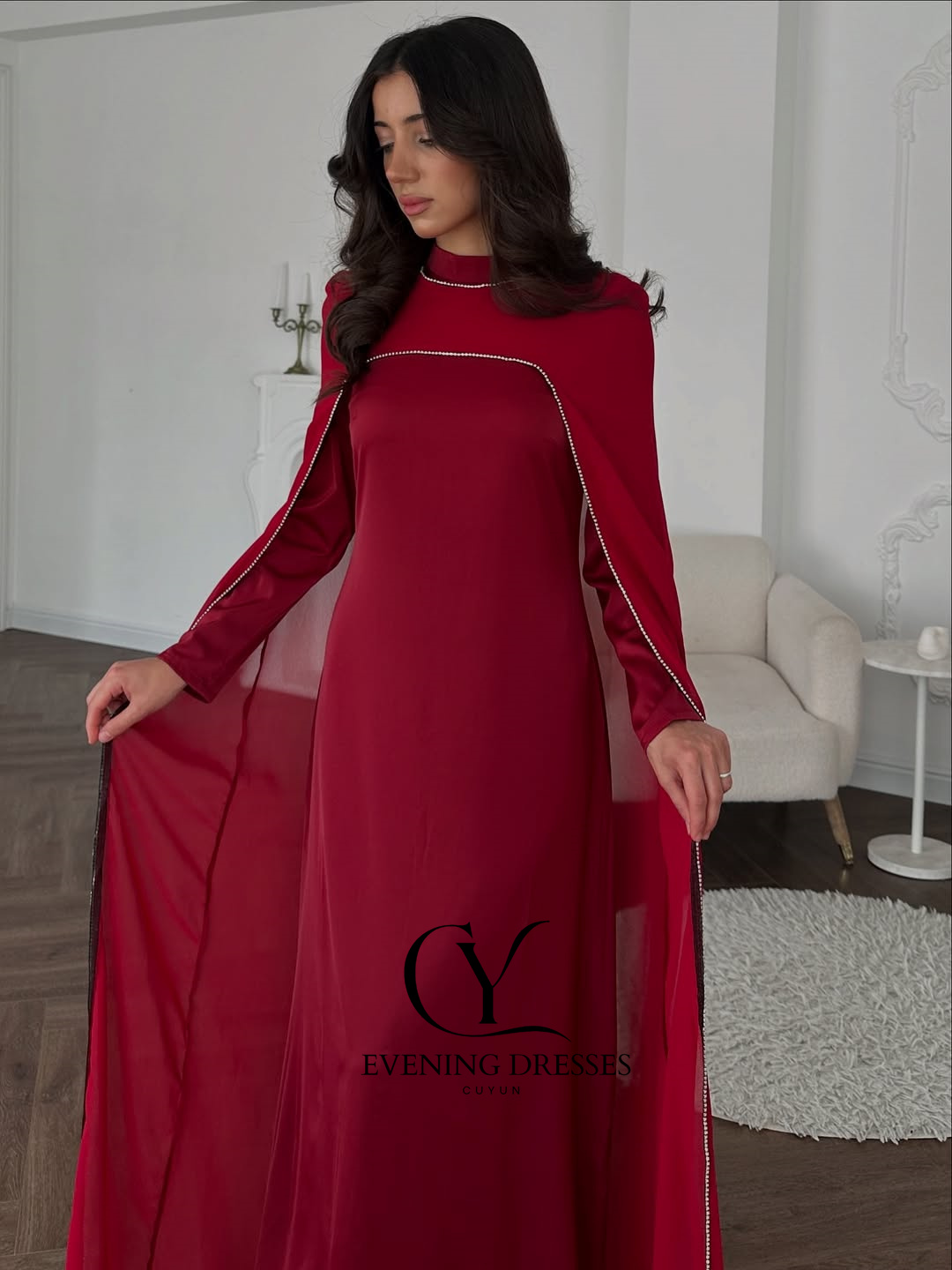 CUYUN Red Saudi Women Evening  - Women Formal Wear Dubai ulasan dan harga