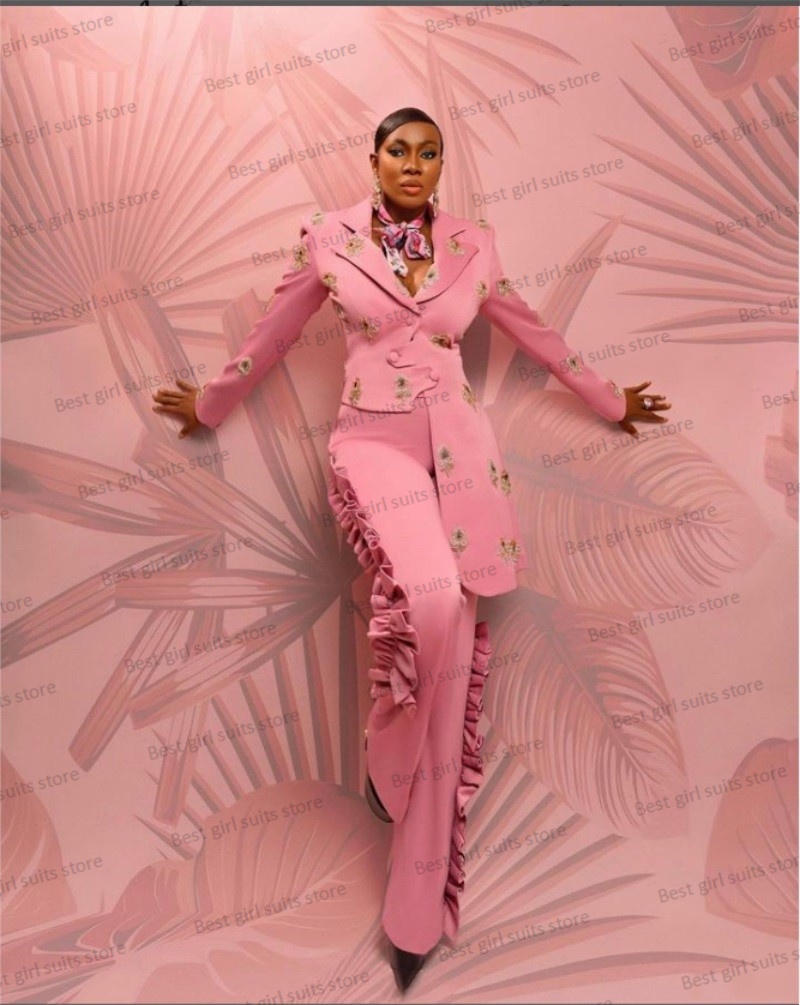 Pink Wedding Women Suit Set Bl - Women Formal Wear Trousers ulasan dan harga