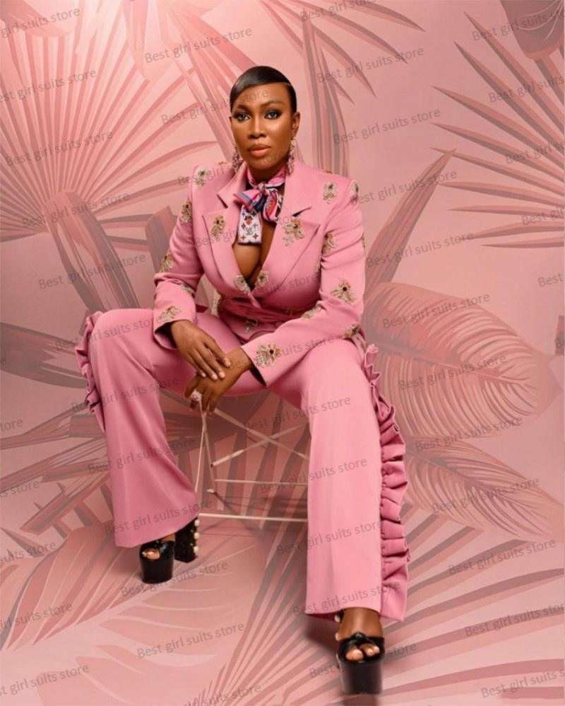 Pink Wedding Women Suit Set Bl - Women Formal Wear Trousers ulasan dan harga