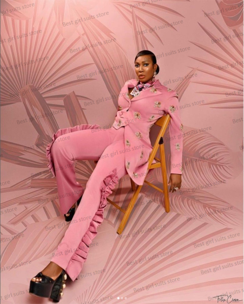 Pink Wedding Women Suit Set Bl - Women Formal Wear Trousers ulasan dan harga
