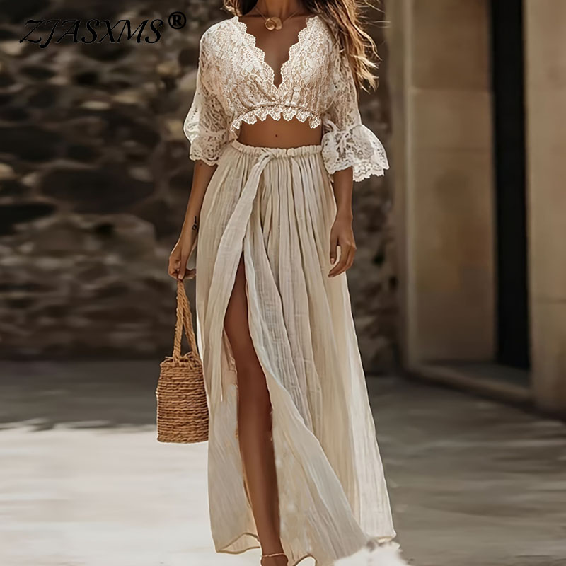Womens Bohemian Lace Two Piece - Female Formal Wear ulasan dan harga