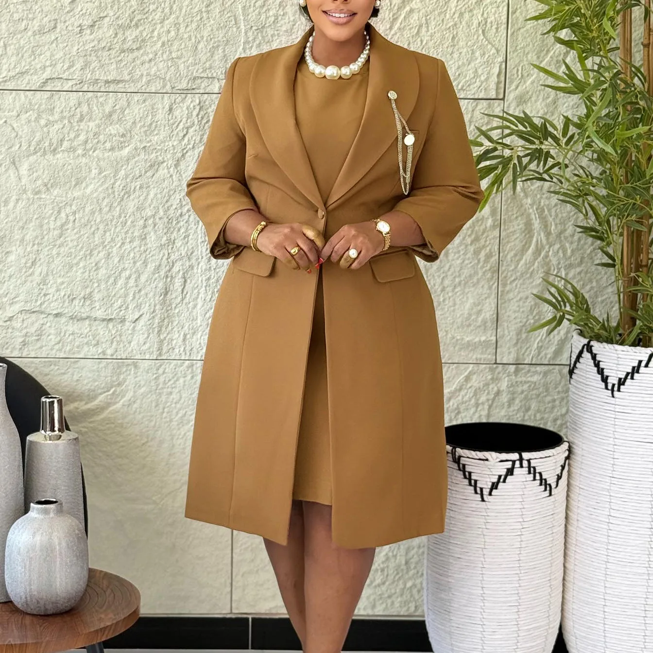 Office Ladies Elegant Two Piec - Women Formal Wear Dubai ulasan dan harga