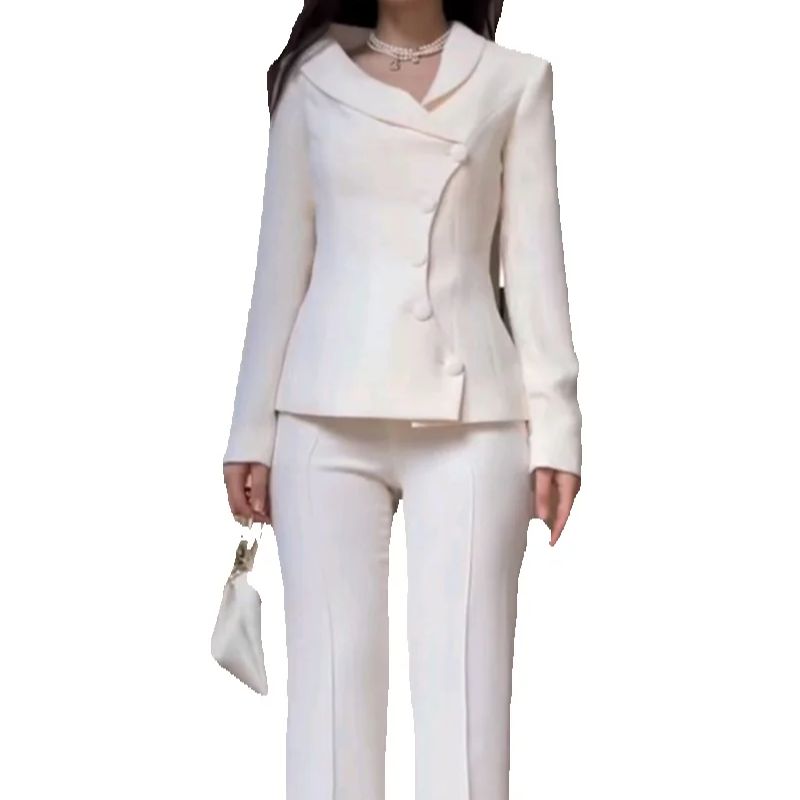 White Women Suits Set 2 Piece  - Women Formal Wear Trousers ulasan dan harga