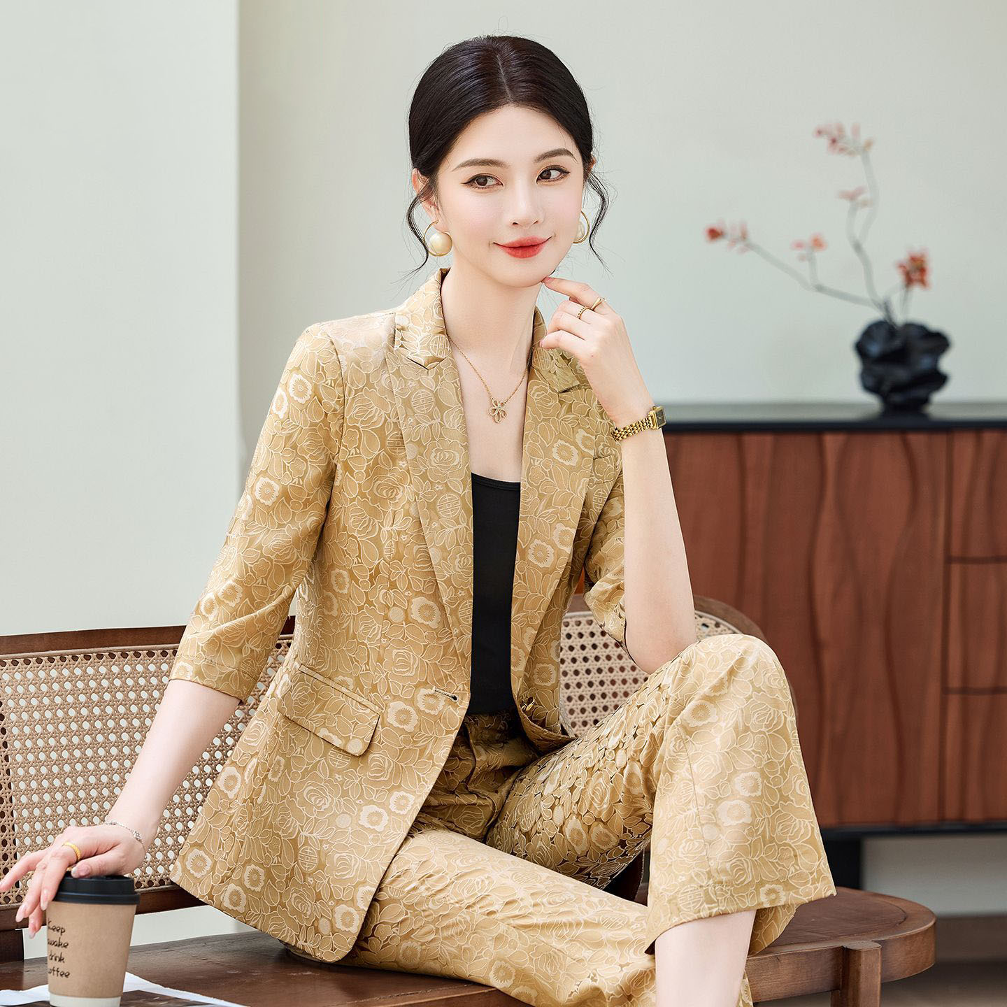 Fashion Apricot Half Sleeve Pr - Women Formal Wear Trousers ulasan dan harga