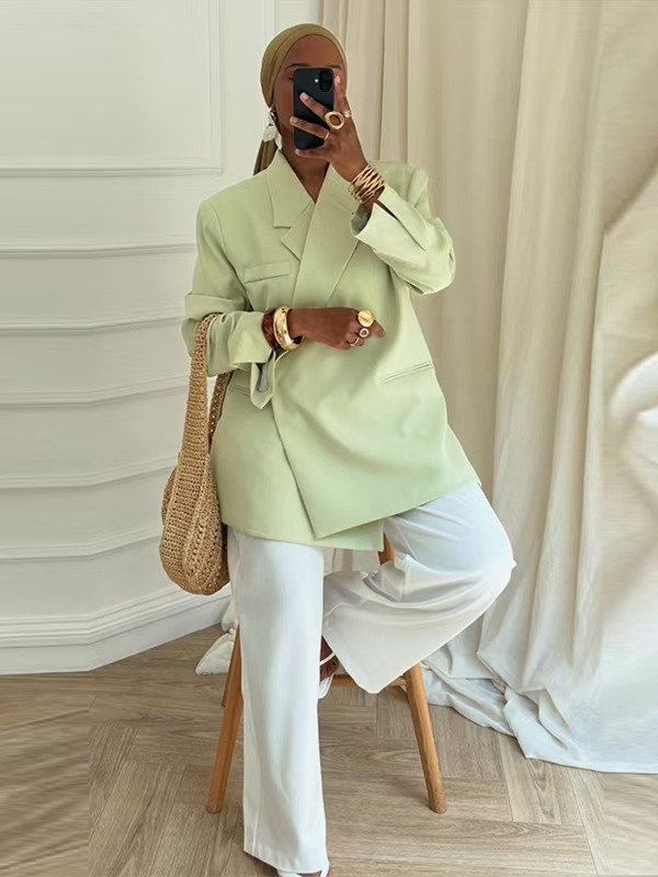 Ladies Loose Blazer Suit Solid - Women Formal Wear Trousers ulasan dan harga