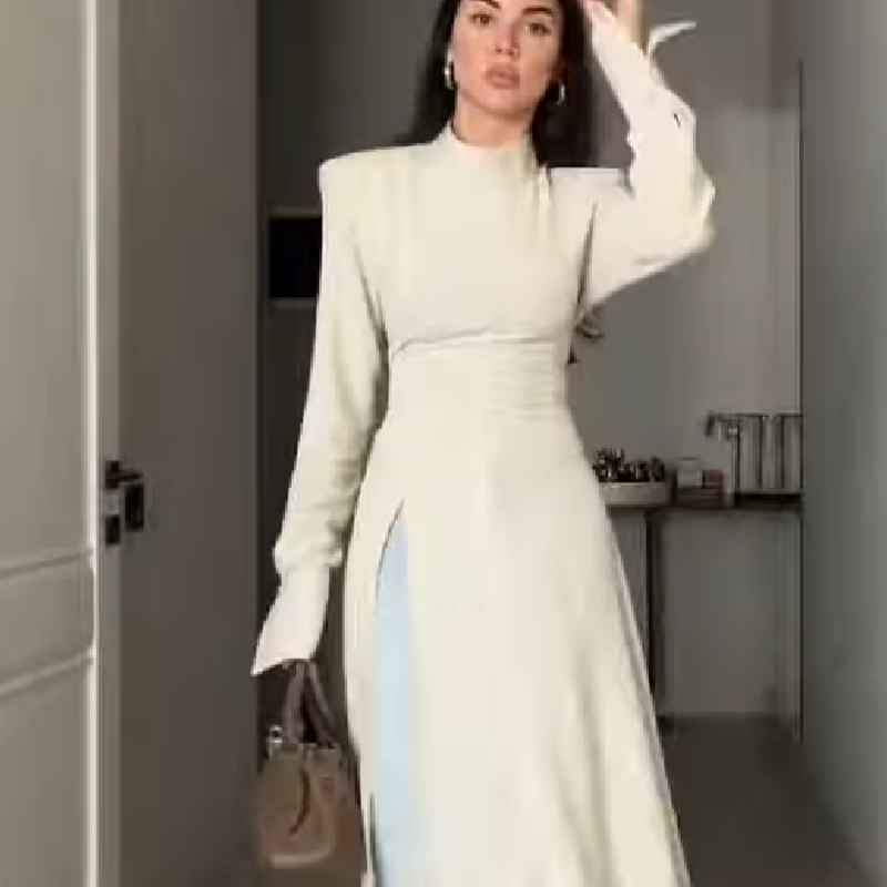Women's Elegant High Neck Long - Formal Wear Women Us ulasan dan harga