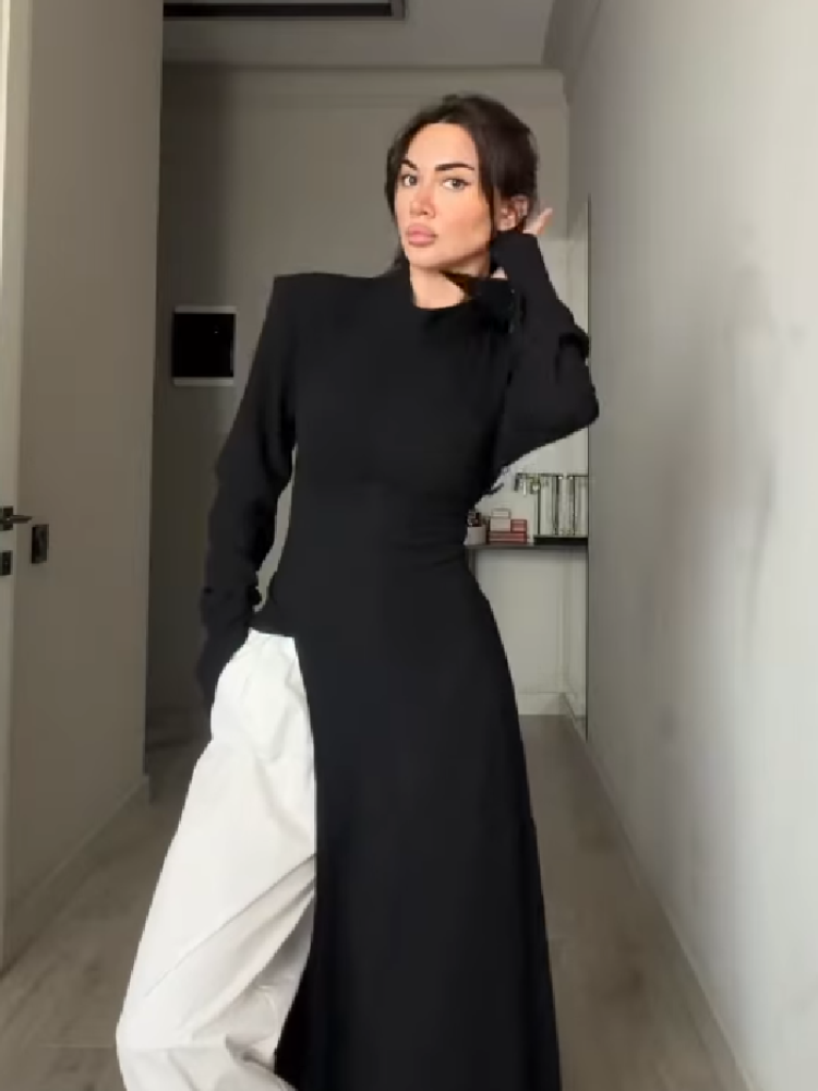 Women's Elegant High Neck Long - Formal Wear Women Us ulasan dan harga