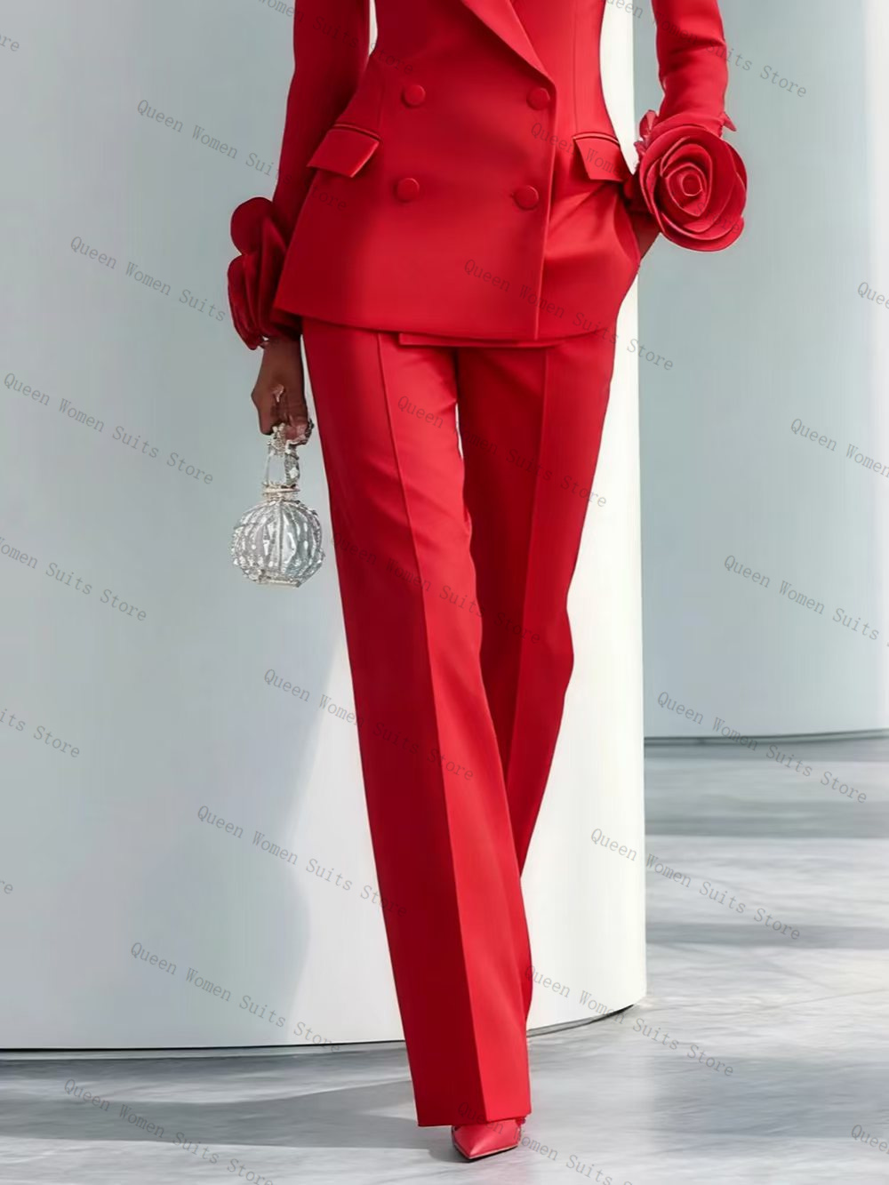 Luxury Red Women Suit Set 2 Pc - Women Formal Wear Trousers ulasan dan harga