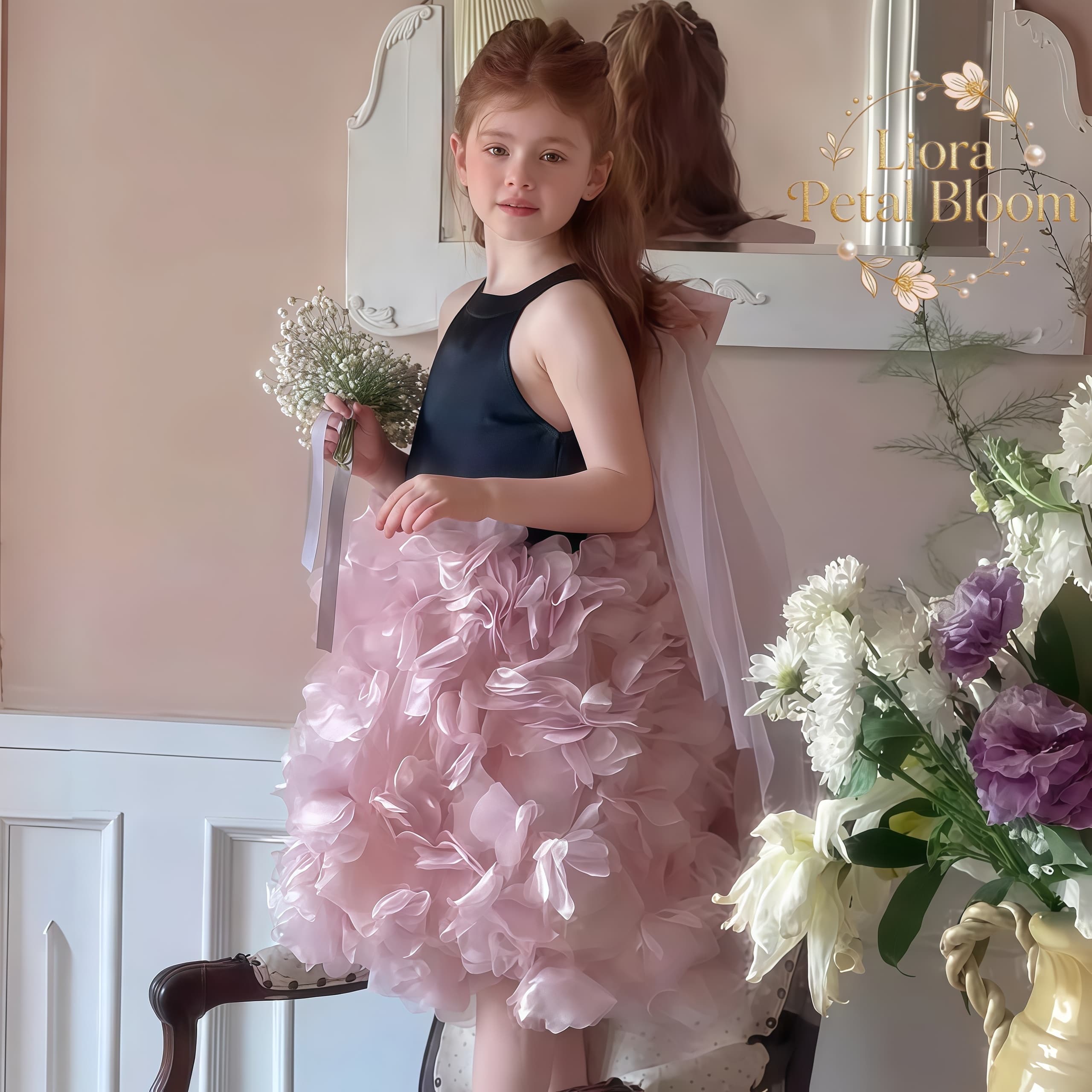 Girls' Black Floral Tulle Dres - Formal Wear Women Us ulasan dan harga