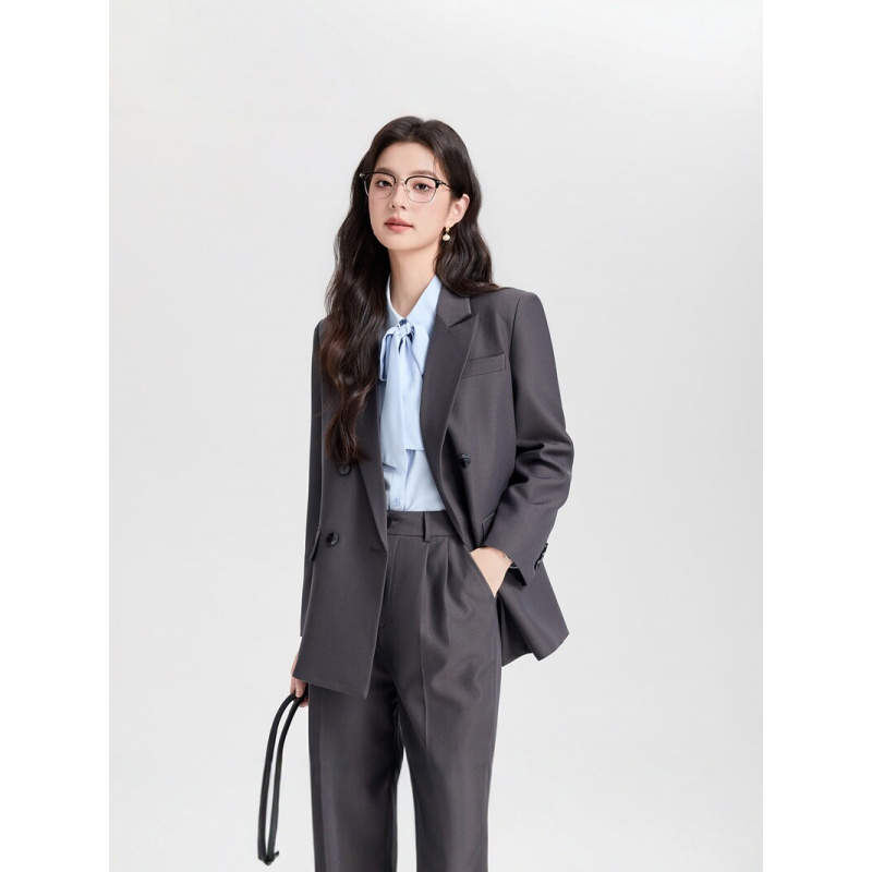 Navy blue double-breasted wome - High End Women'S Formal Wear ulasan dan harga