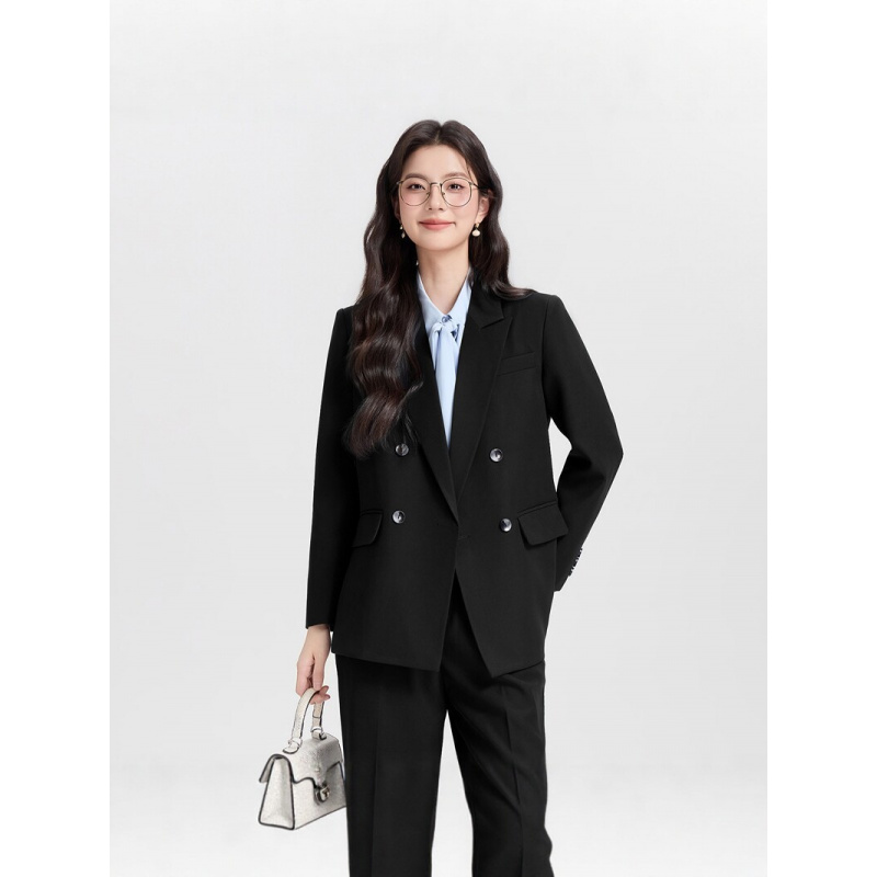 Navy blue double-breasted wome - High End Women'S Formal Wear ulasan dan harga