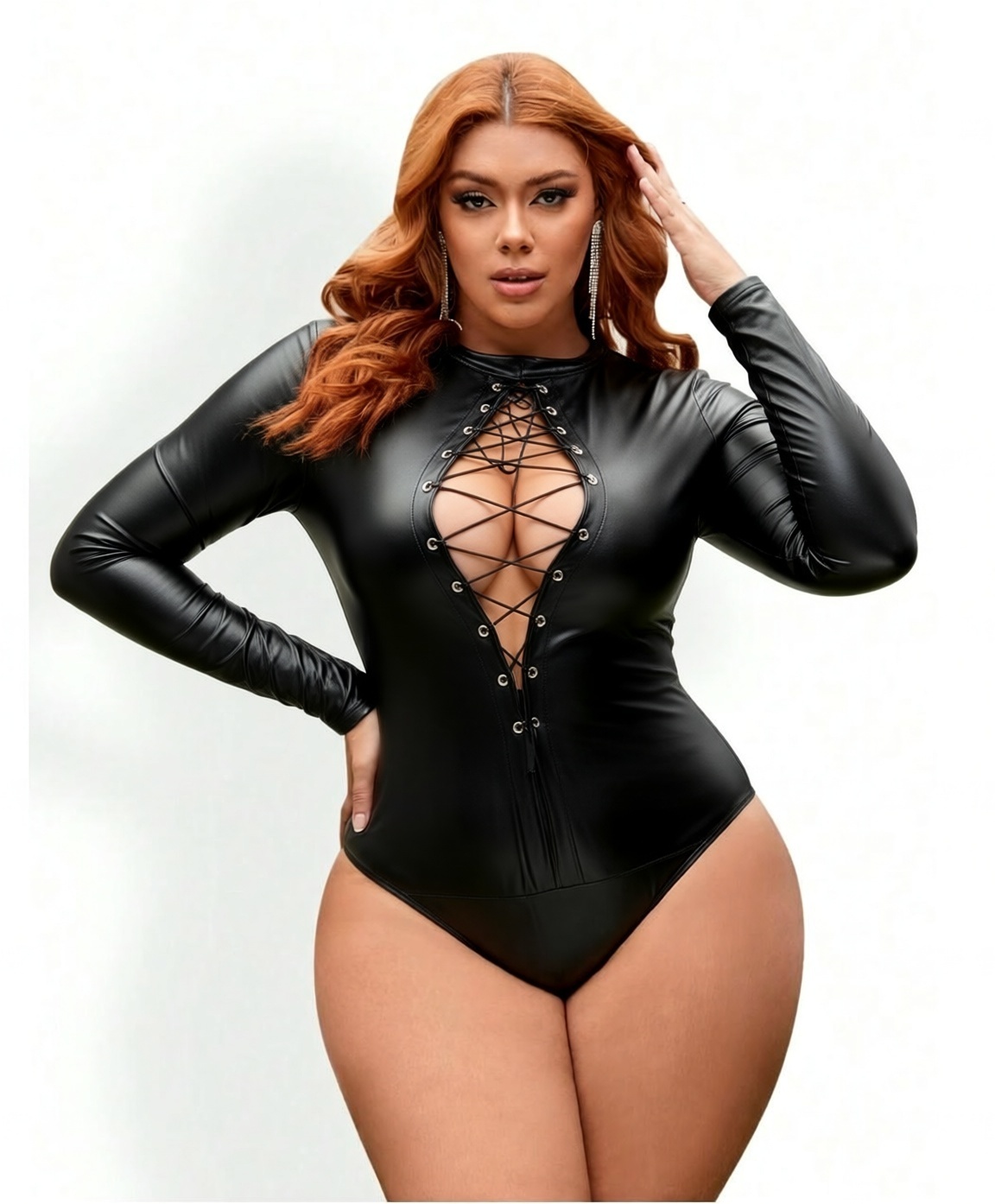Plus Size Women Leather Bodysu - Women'S Formal Wear Jumpsuit ulasan dan harga