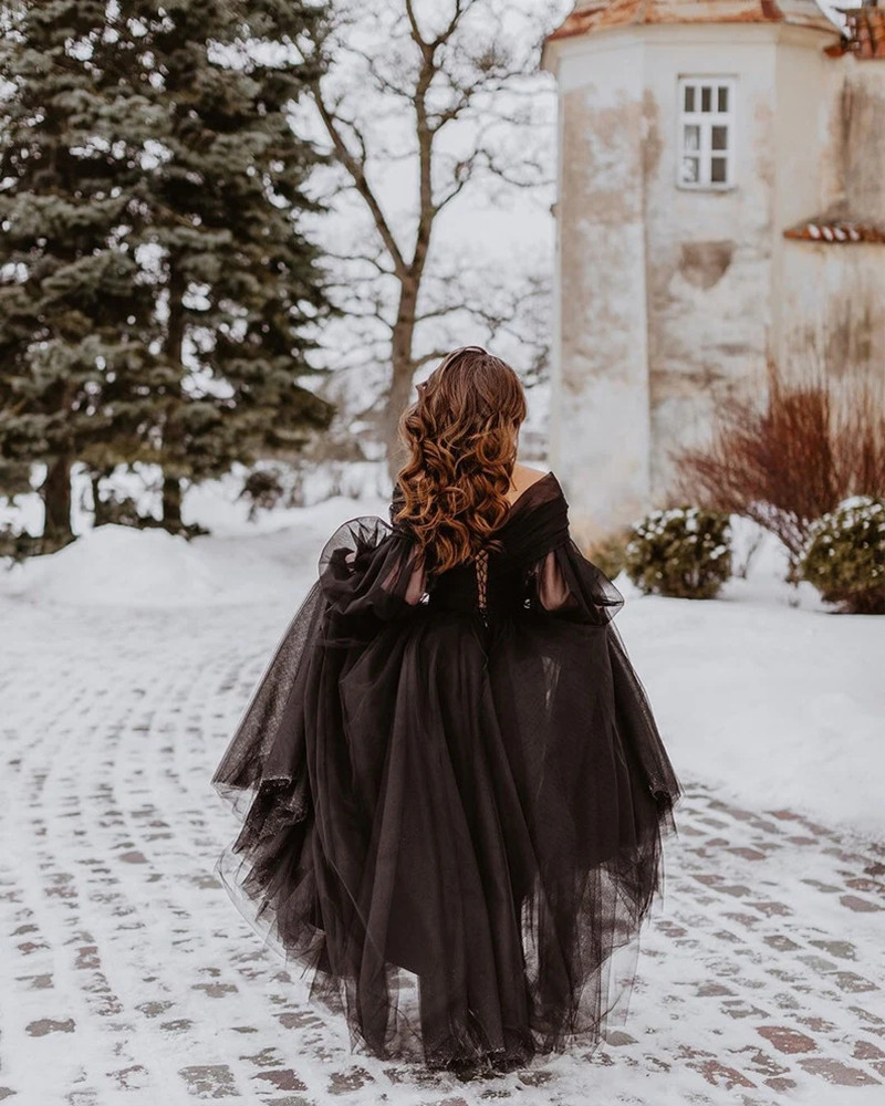 Customized Gothic Black Weddin - Women'S Gothic Formal Wear ulasan dan harga