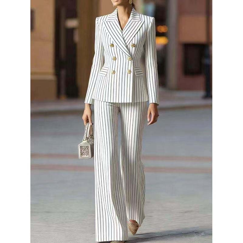 Autumn Pant Suit Women Striped - Women Formal Wear Trousers ulasan dan harga