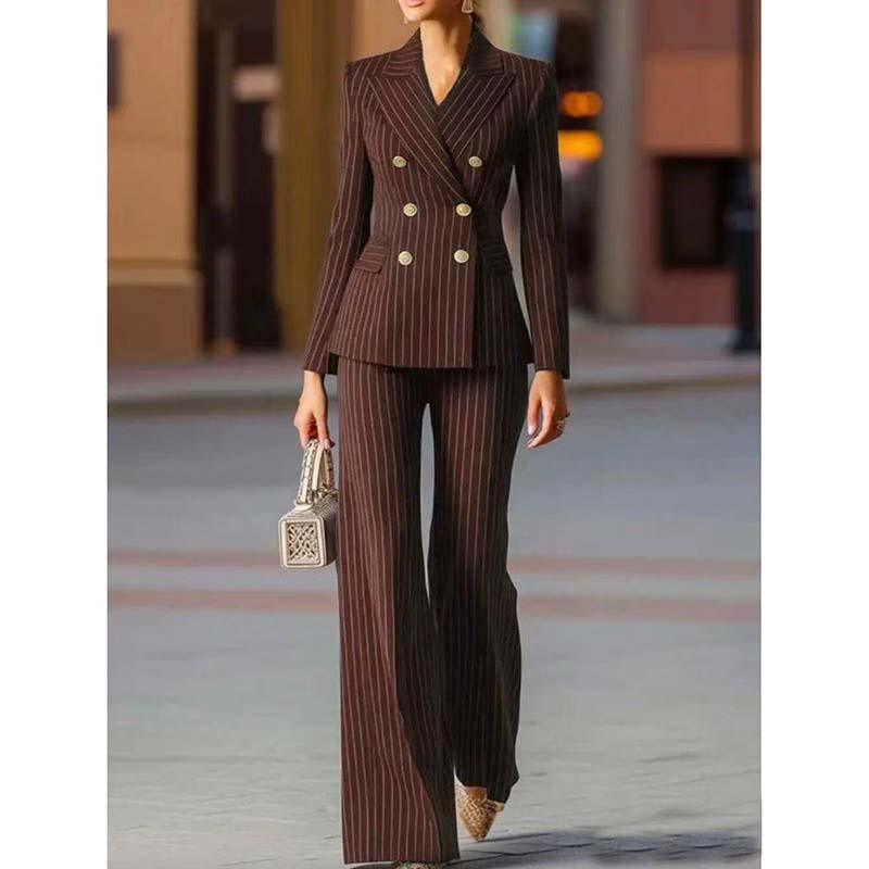 Autumn Pant Suit Women Striped - Women Formal Wear Trousers ulasan dan harga
