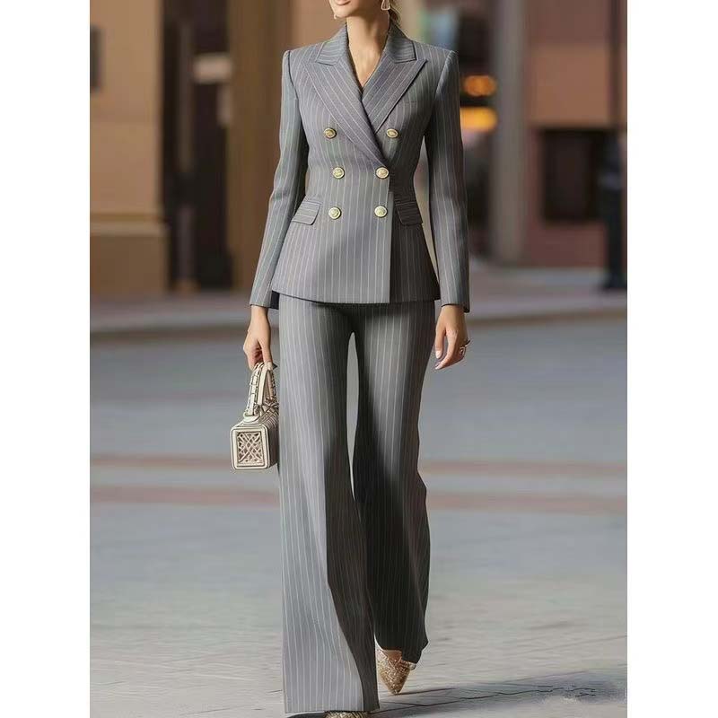 Autumn Pant Suit Women Striped - Women Formal Wear Trousers ulasan dan harga