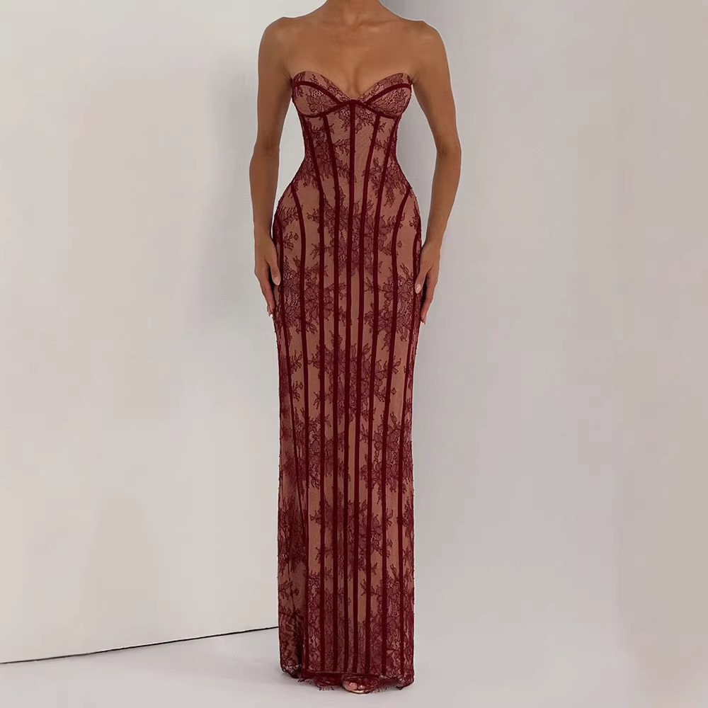 Strapless Bodycon Maxi Dress f - Formal Wear Women Us ulasan dan harga