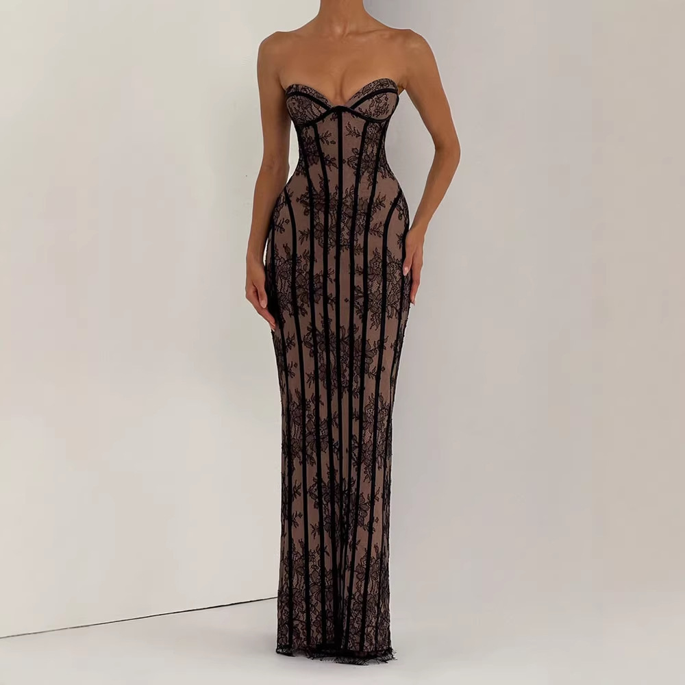 Strapless Bodycon Maxi Dress f - Formal Wear Women Us ulasan dan harga