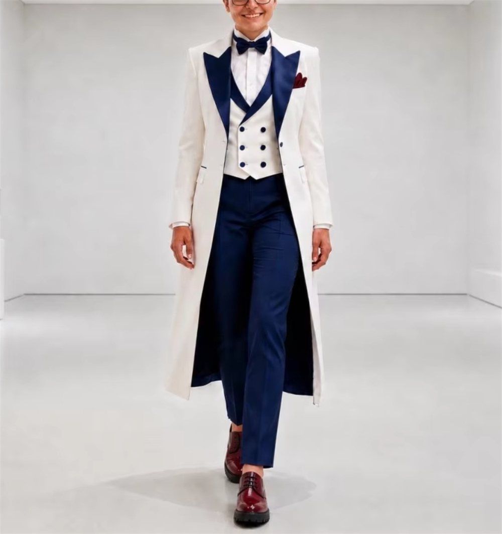Navy Blue White Women's Jacket - Women'S Formal Wear For A Wedding ulasan dan harga